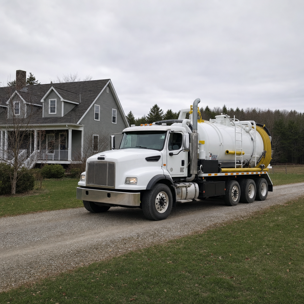 Septic vacuum truck arriving at a St. George home for same-day emergency service